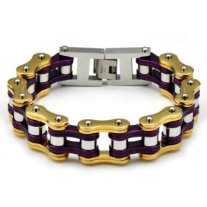 Bracelet Chaîne Moto Or Et Violet